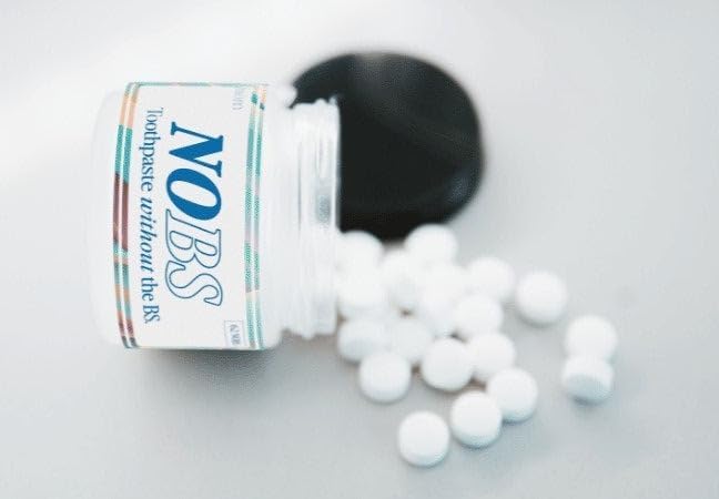 NOBS (No Bad Stuff) Toothpaste Tablets - Nano Hydroxyapatite, Fluoride & Plastic Free, Eco & Travel Friendly - Remineralize with NHA (1 Month)