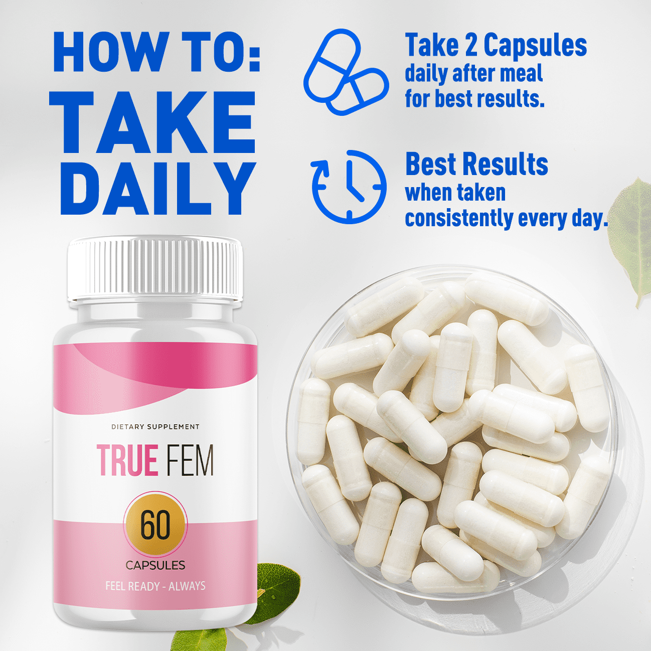 True Fem Pills Advanced Formula General Women's Health Support Hormonal Balance 60 Capsules
