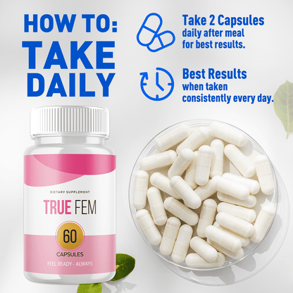 True Fem Pills Advanced Formula General Women's Health Support Hormonal Balance 60 Capsules