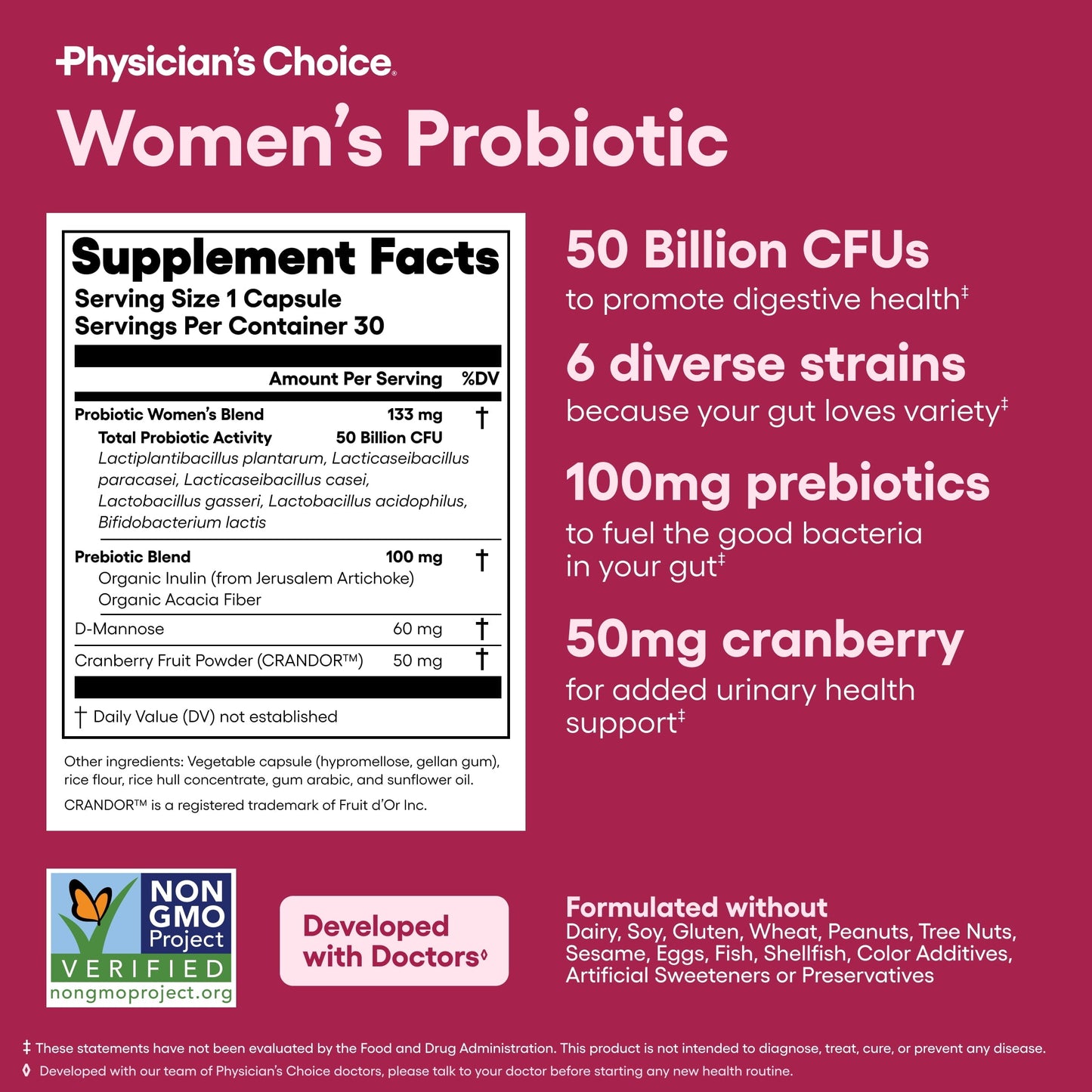 Physicians Choice Women's Probiotic 50 Billion CFU Capsules, 30 Count