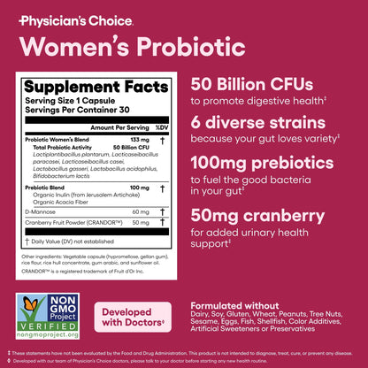 Physicians Choice Women's Probiotic 50 Billion CFU Capsules, 30 Count