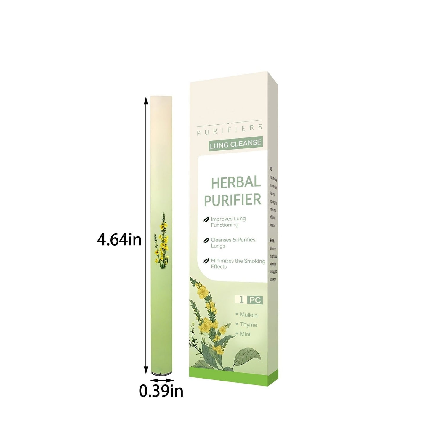 Herbal Diffuser Pen - Pure Breath Botanicals, Upgraded Aromatherapy Pen With Mullein, Thyme & Mint Extracts, Natural Breathing Purifier, Sleep Support, Stress Relief, Pocket-Sized Portable Diffuser