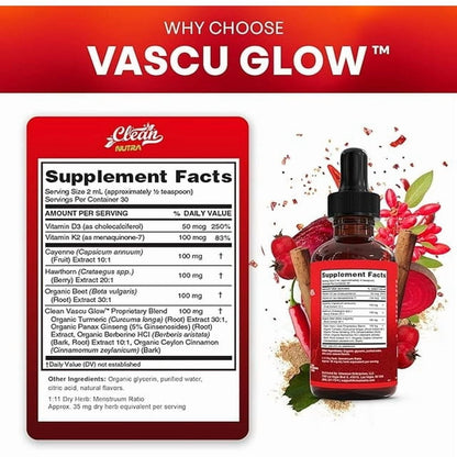 Cayenne Pepper Supplement Liquid Drops + Hawthorn Berry, Vitamin D3 K2 Beet Root Powder, Ceylon Cinnamon, Turmeric Curcumin, Organic Panax Ginseng, Berberine Extract VIT D K by Clean Nutra -