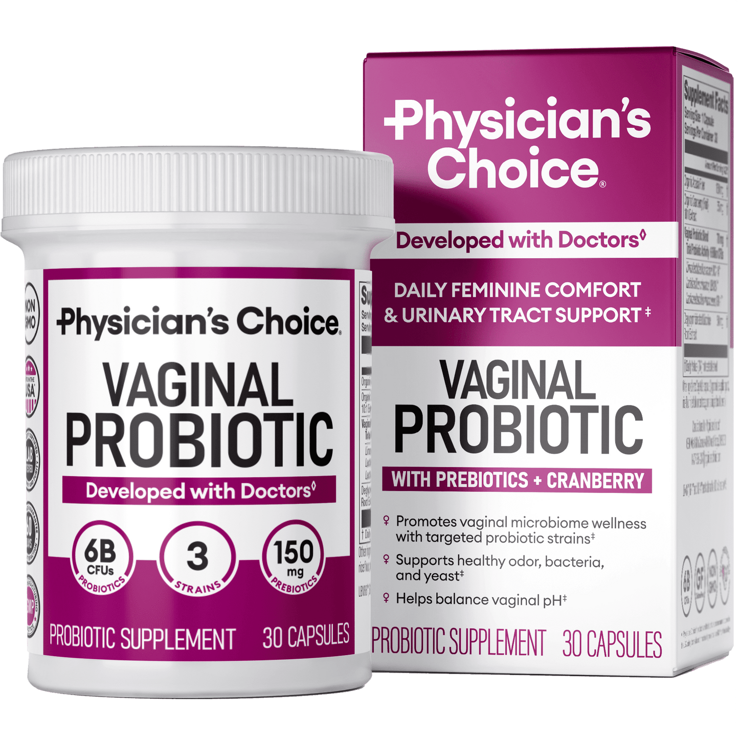 Physician's Choice Vaginal Probiotic for Women – 6B CFU, pH Balance, Odor Control, 30 count