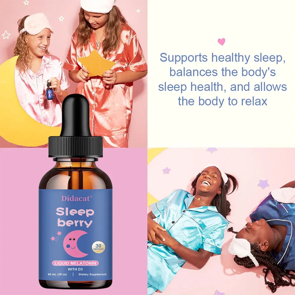 Liquid Melatonin - Natural Sleep Aid with Elderberry and Vitamin D - Boosts Immune System While You Sleep