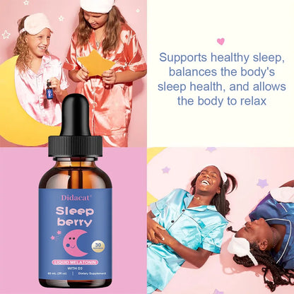 Liquid Melatonin - Natural Sleep Aid with Elderberry and Vitamin D - Boosts Immune System While You Sleep