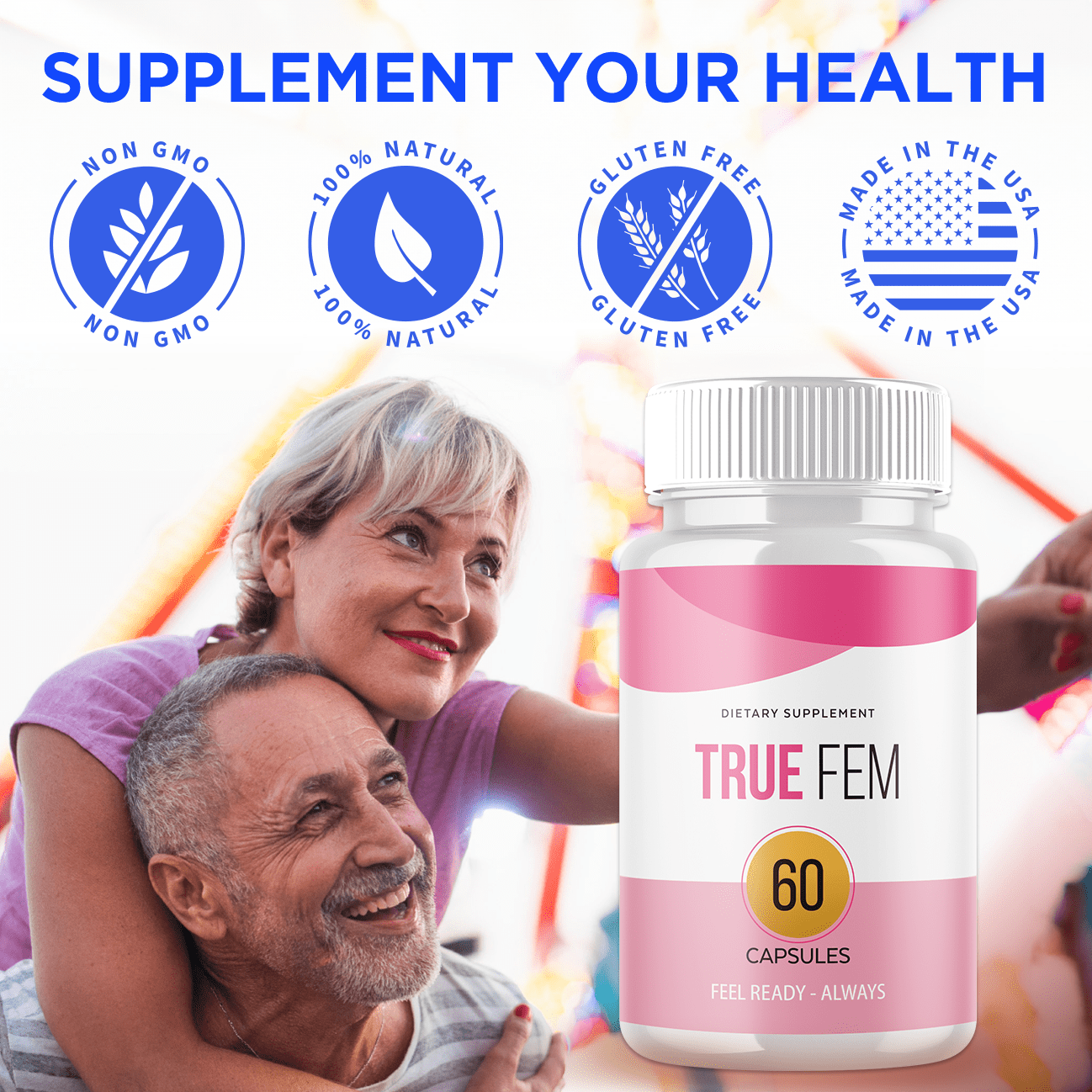 True Fem Pills Advanced Formula General Women's Health Support Hormonal Balance 60 Capsules