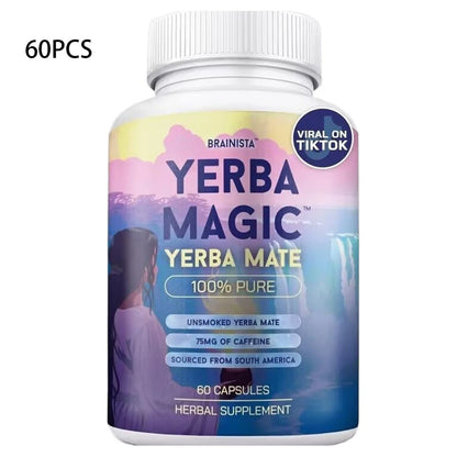 Yerba Magic Yerba Mate Pure 60 Capsules Clean Energy Gut Health Brainista