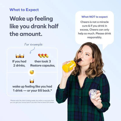 Cheers Restore | Supplement with DHM + L-Cysteine | Feel Better after Drinking.