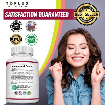 '-TopLux Organic Beet Root 2040mg –90Tablets – Energy, Circulation & Antioxidant-