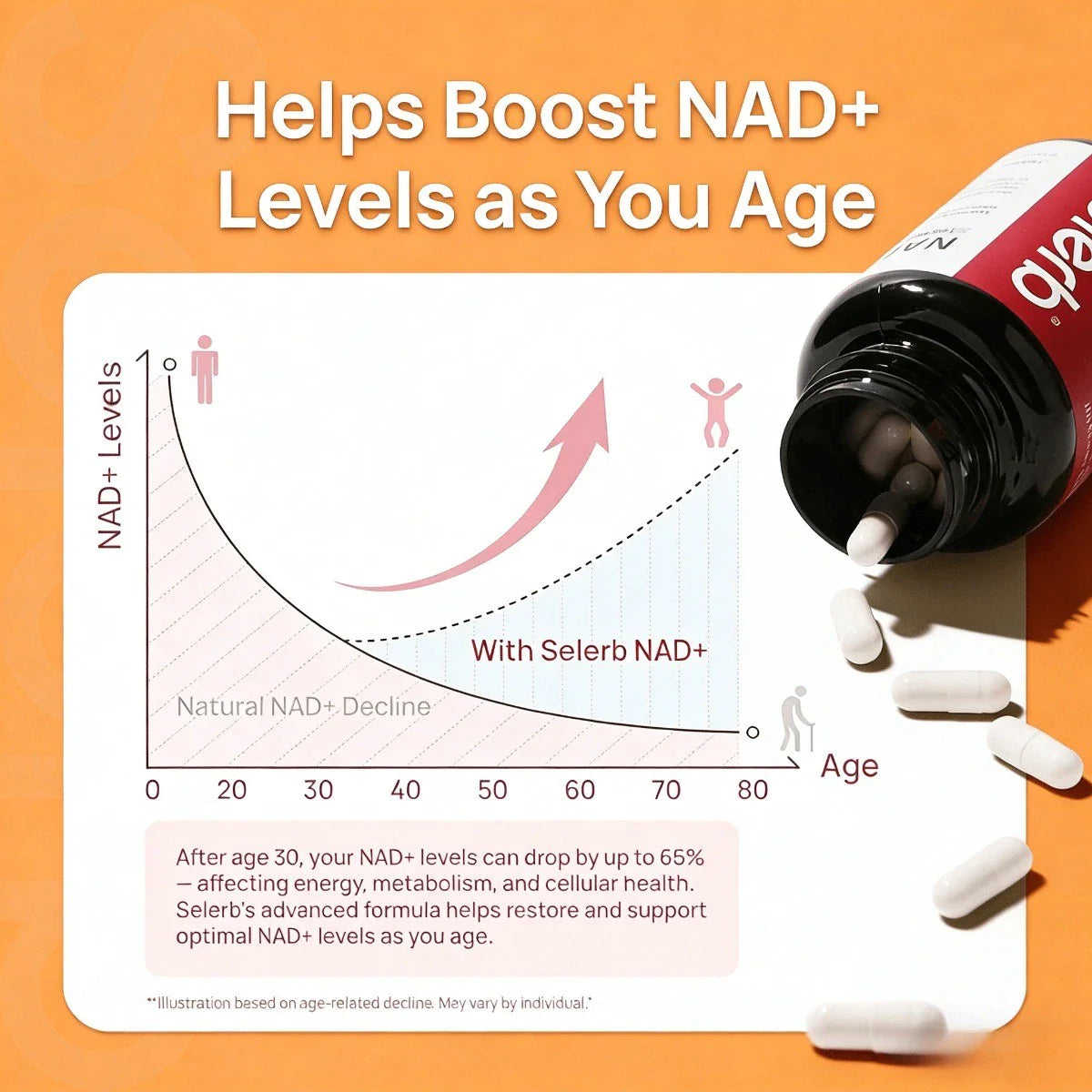 Cellular Renewal & Energy for Women,Selerb NAD+ with Resveratrol & CoQ10, 60ct