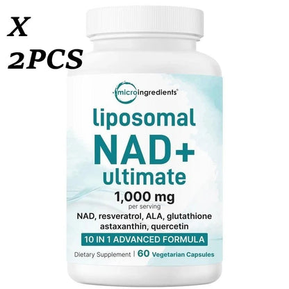 NAD+ Supplement with Glutathione, Resveratrol, Astaxanthin – 10-in-1 Formula