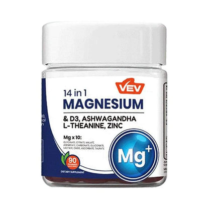 VEV 14-in-1 Magnesium Gummies – with Ashwagandha, L-Theanine, Vitamin D3 & Zinc