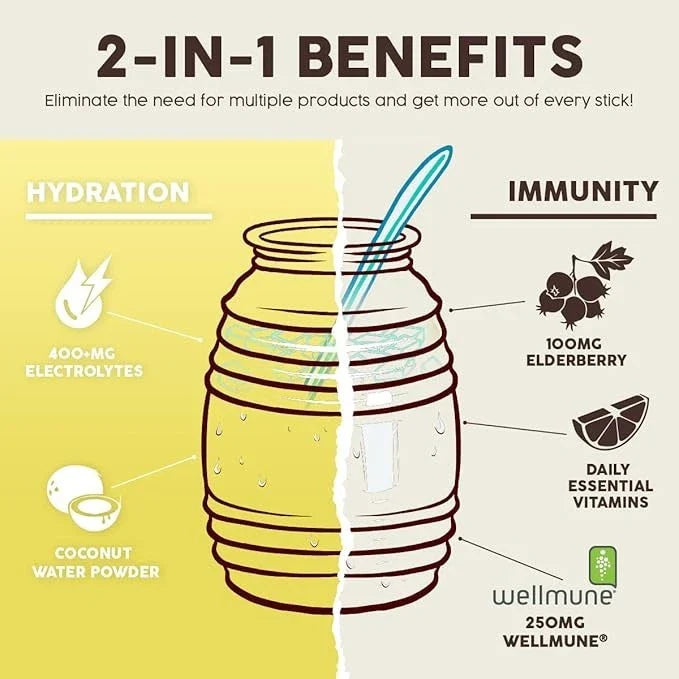 Salud 2-in-1 Hydration Pack + Immune Electrolyte Powder, Horchata - Jamaican Agu