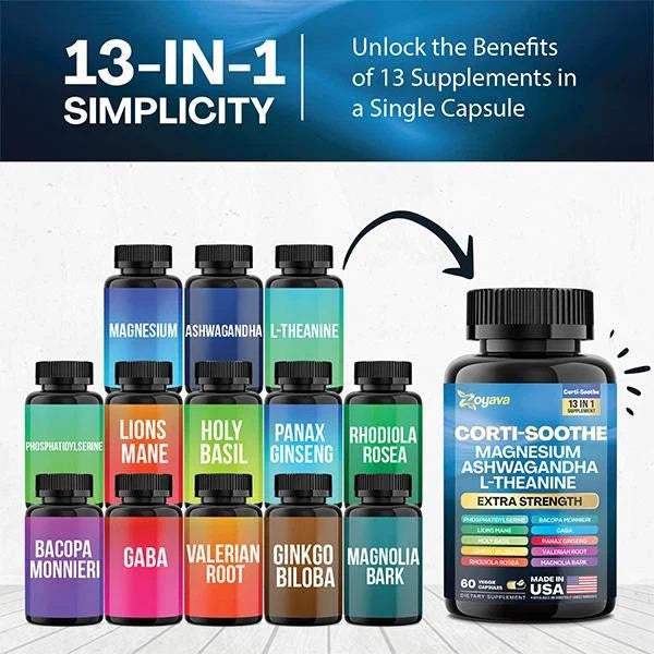 Zoyava Corti-Soothe Magnesium,Ashwagandha,Theanine-Adrenal Health, Stress Relief-Shop