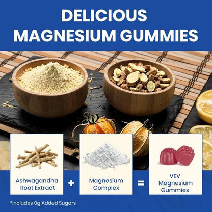 VEV 14-in-1 Magnesium Gummies – with Ashwagandha, L-Theanine, Vitamin D3 & Zinc