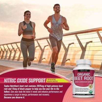 '-TopLux Organic Beet Root 2040mg –90Tablets – Energy, Circulation & Antioxidant-