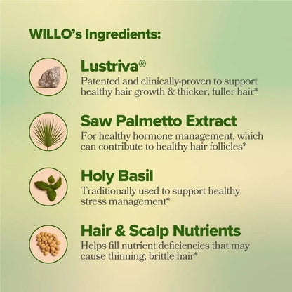 WILLO Hair Growth Support for Women - Supports Thicker, Fuller Hair & Healthy Ha-Shop