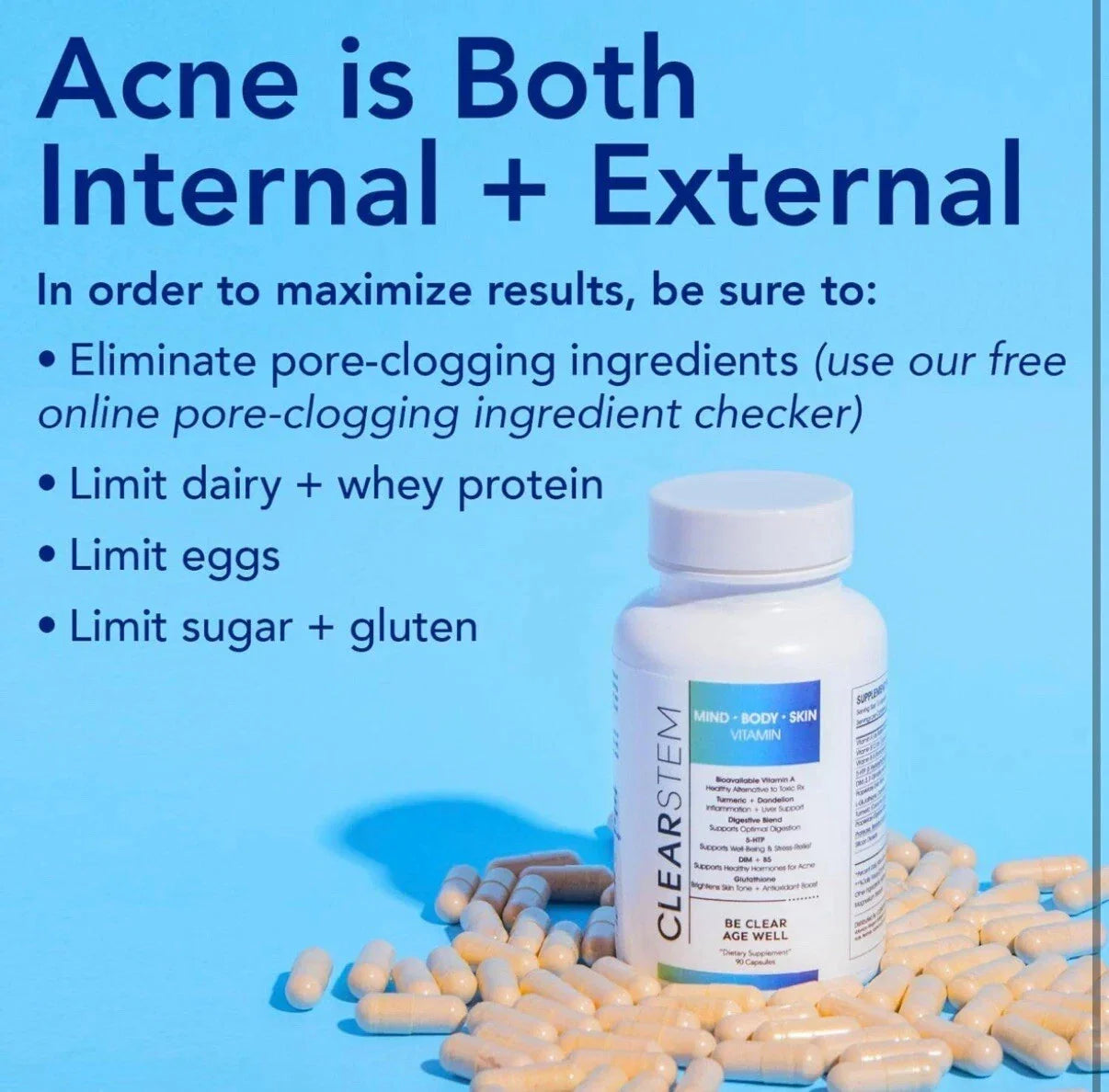 Clearstem (age+acne) MIND-BODY-SKIN Vitamin 90 Capsules