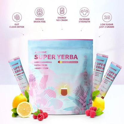 Super Yerba | Yerba Mate Instant Tea Powder |  RASPBERRY LEMONADE Flavor | 30 Se
