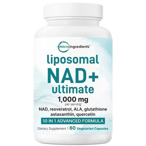 NAD+ Supplement with Glutathione, Resveratrol, Astaxanthin – 10-in-1 Formula