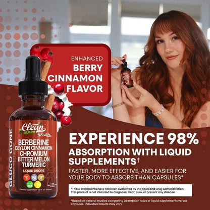 Clean Nutra Berberine with Ceylon Cinnamon Supplement Liquid Drops