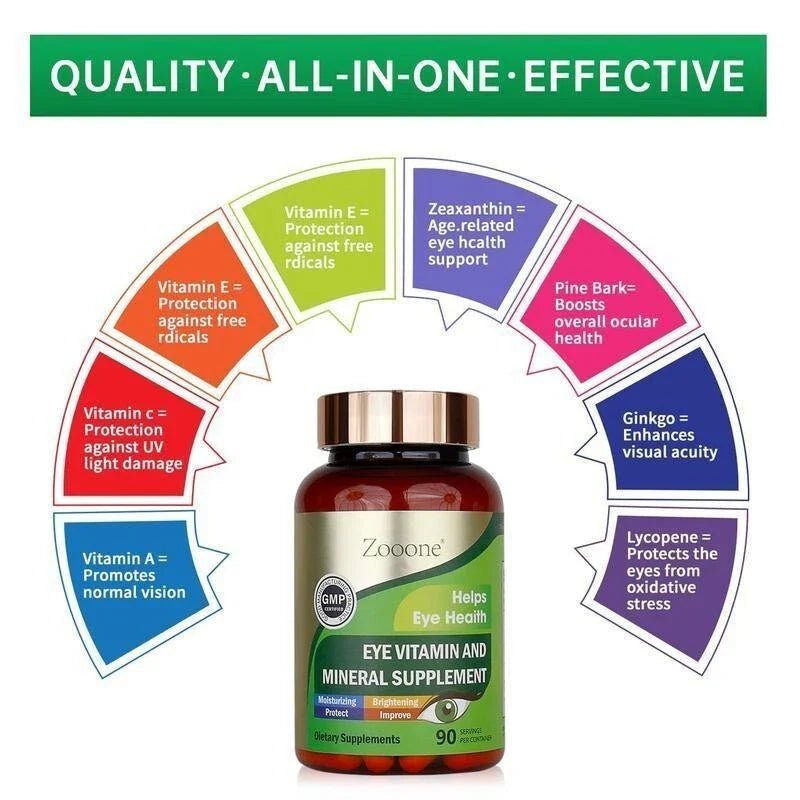 Zooone Lutein and Zeaxanthin Eye Vitamins Support Eye Health 90 Capsules