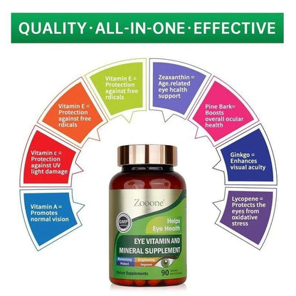 Zooone Lutein and Zeaxanthin Eye Vitamins Support Eye Health 90 Capsules