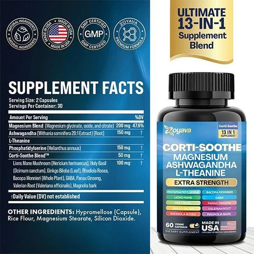 Zoyava Corti-Soothe Magnesium,Ashwagandha,Theanine-Adrenal Health, Stress Relief-Shop