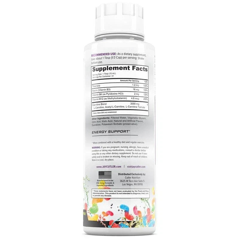 Cutler Nutrition Liquid Carnitine 3000 for Energy andRecovery Support Dietary
