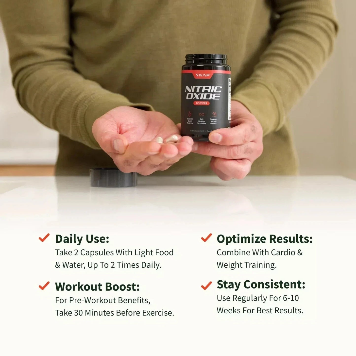 Nitric Oxide Booster Supplement - L-Arginine, L-Citrulline 1500mg - 60 Capsules-Shop