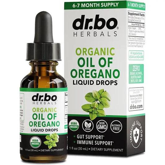 Dr. Bo Organic Oil of Oregano Liquid Drops - Immune Support, Herbal Tincture, Gu